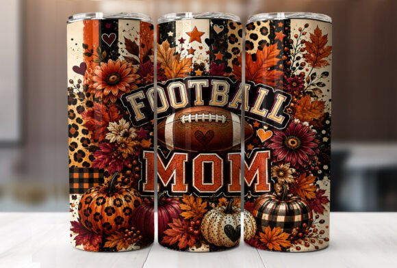 Fall Football Mom Leopard Tumbler Wrap