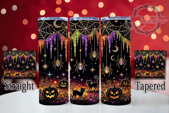 Glitter Gothic Halloween Scene Tumbler