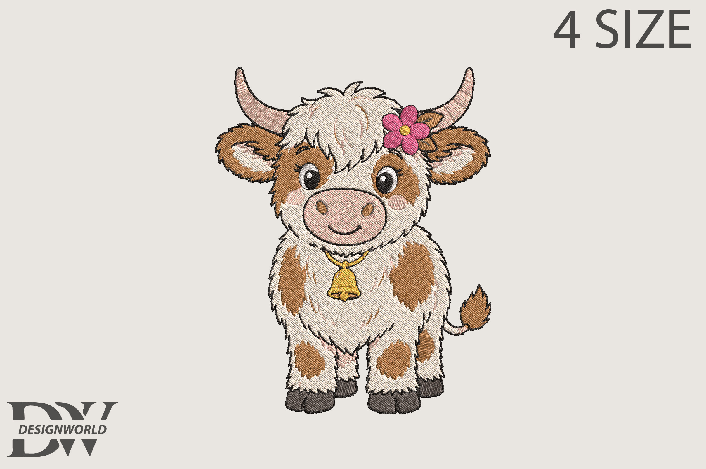 Highland Cow Embroidery Design