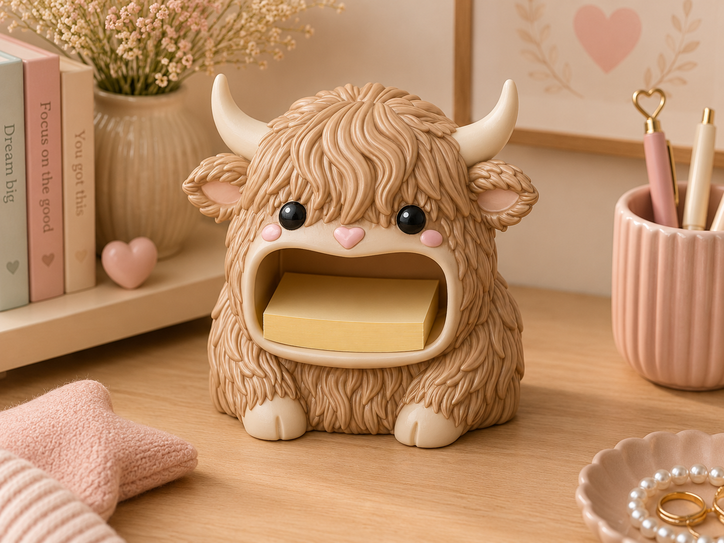 Highland Cow Sticky Note Holder STL - 3D Printable Desk Organizer - Image 6