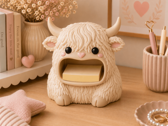 Highland Cow Sticky Note Holder STL - 3D Printable Desk Organizer - Image 4