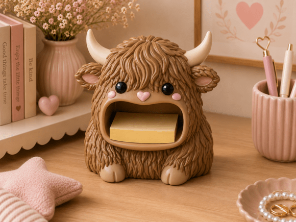 Highland Cow Sticky Note Holder STL - 3D Printable Desk Organizer - Image 5