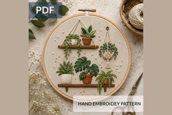 Houseplants Embroidery Pattern PDF