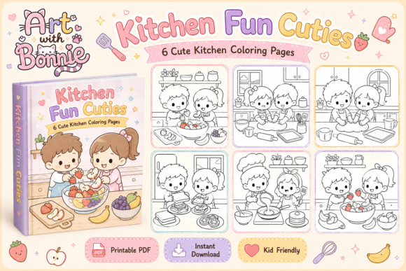Kids Cooking Activity Coloring Page Pack