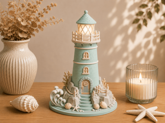 Coastal Lighthouse Decor STL - Detailed Seaside 3D Print Model - Image 1