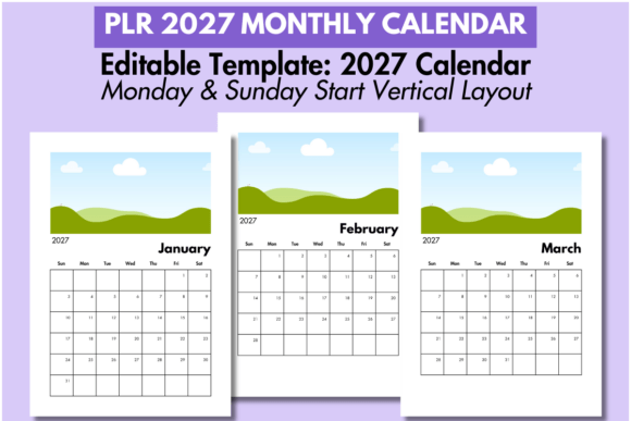 PLR 2027 Calendar Editable Template