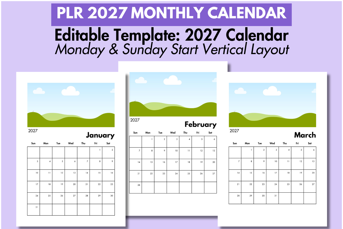 PLR 2027 Calendar Editable Template