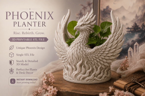 Phoenix Planter STL | Highly Detailed 3D Printable Succulent Pot - Image 1