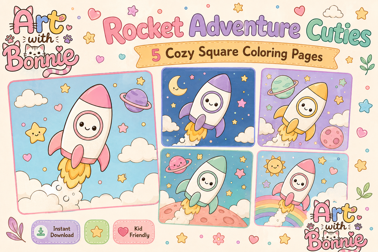 Rocket Adventure Coloring Pages for Kids