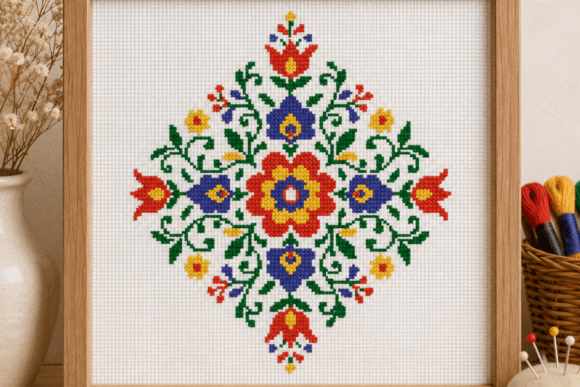 Scandinavian Folk Floral Mandala