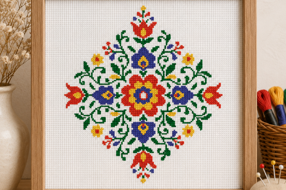 Scandinavian Folk Floral Mandala