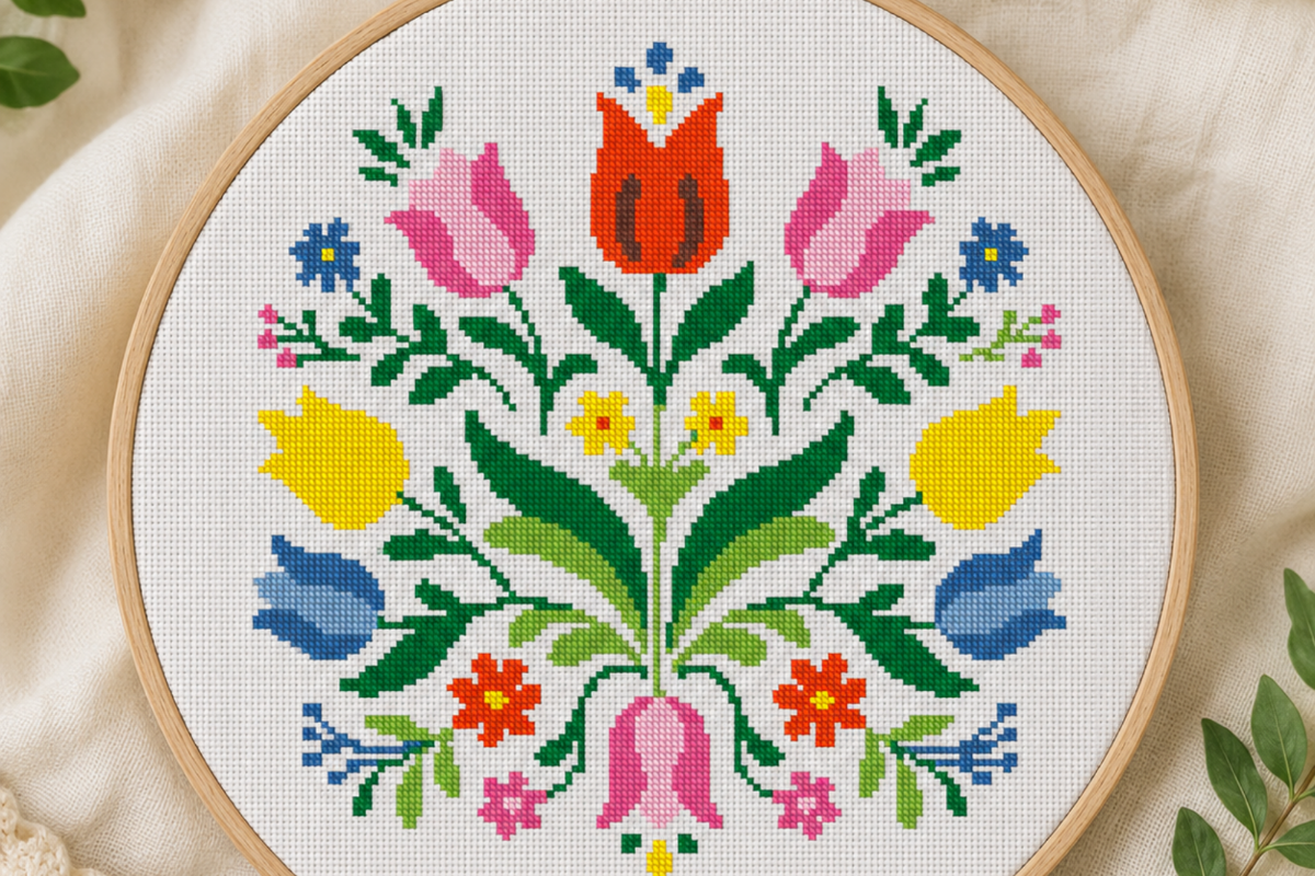 Scandinavian Tulip Cross Stitch