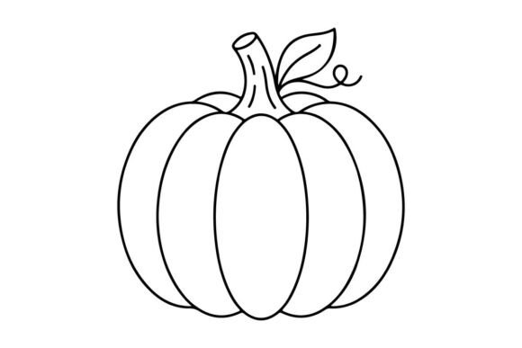 Simple Pumpkin Line Drawing for Autumn D