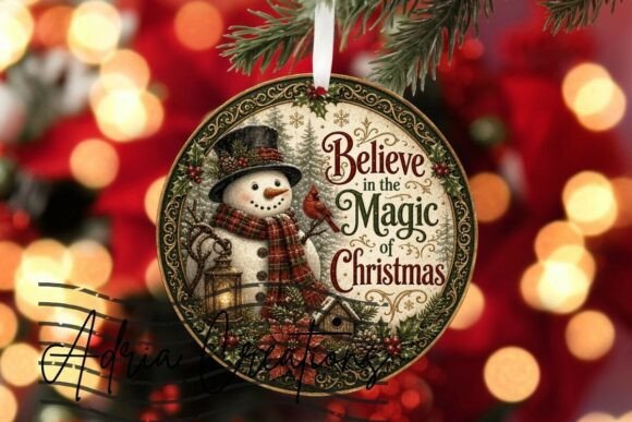 Snowman Christmas Ornament Door Sign Png