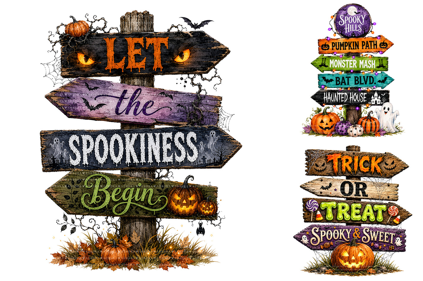 Spooky Halloween Signpost PNG Bundle