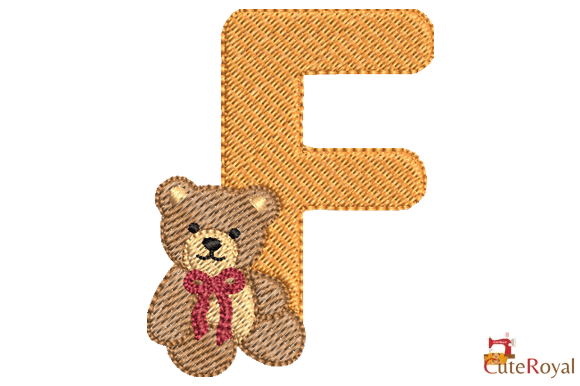 Teddy Bear Alphabet Monogram - Letter F