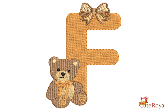 Teddy Bear Monogram Letter F – 6 Sizes