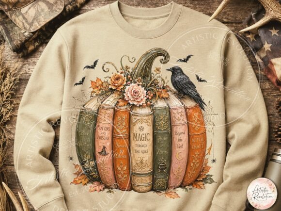Witchy Halloween Book Pumpkin PNG