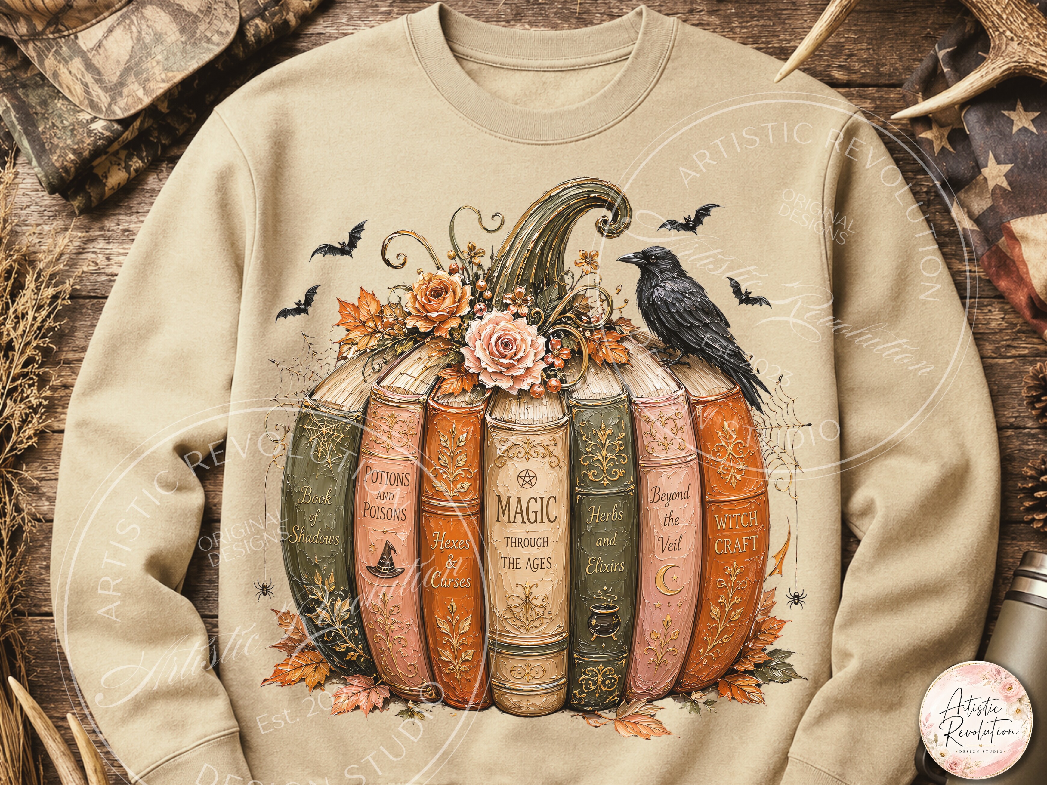 Witchy Halloween Book Pumpkin PNG