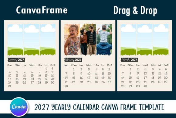 2027 Distressed Calendar Canva Frame