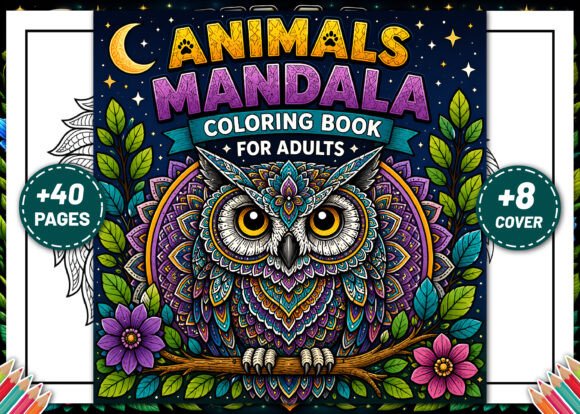 40 ANIMALS MANDALA COLORING PAGES-KDP