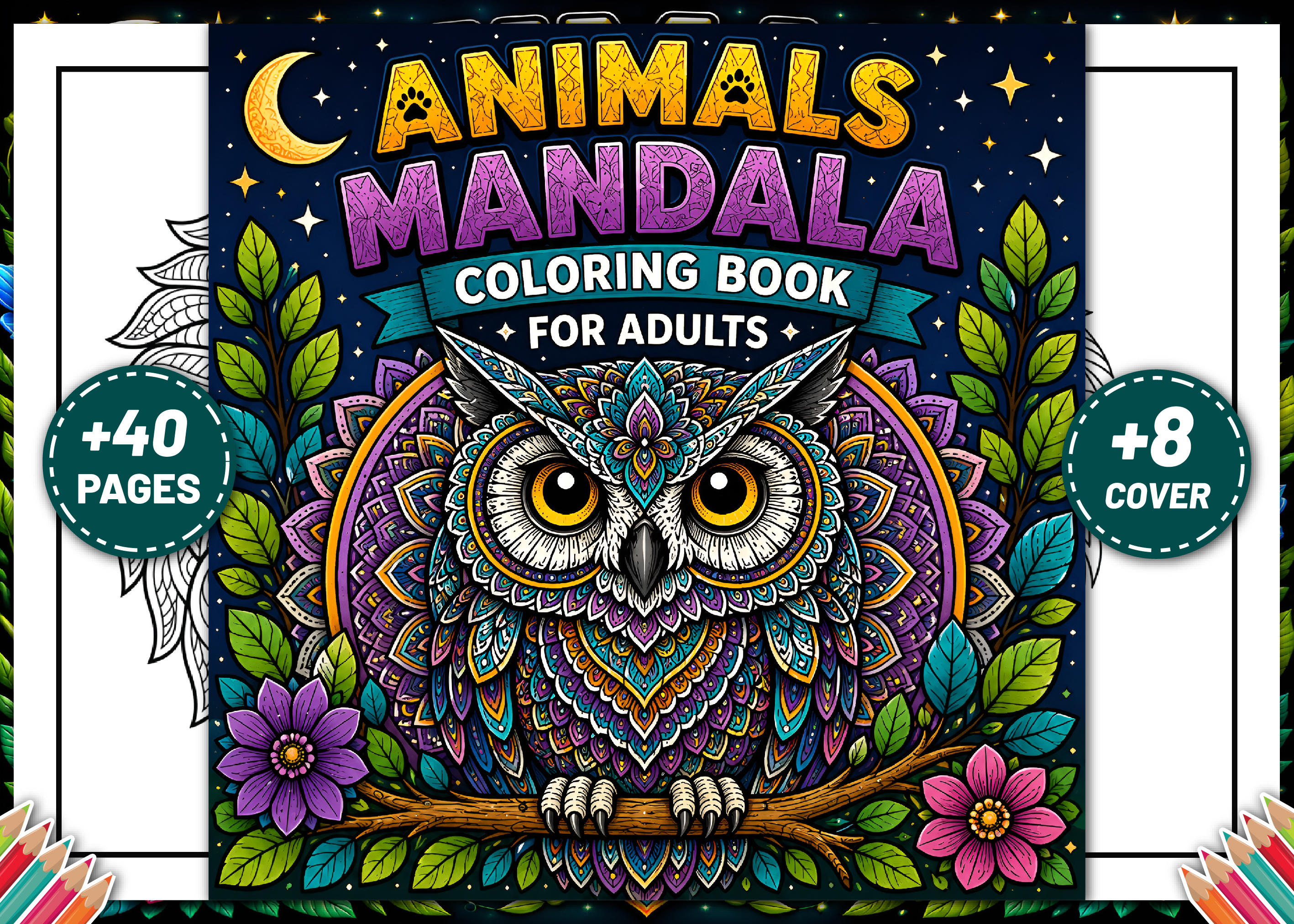 40 ANIMALS MANDALA COLORING PAGES-KDP