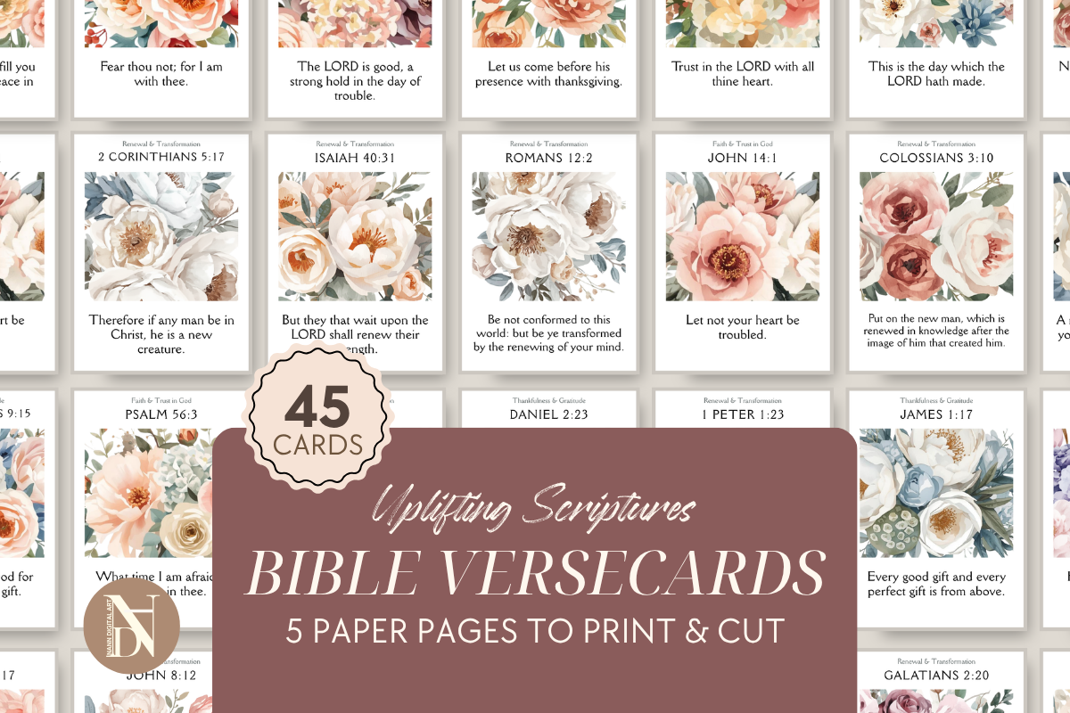 45 Printable Scripture Cards Set Florals