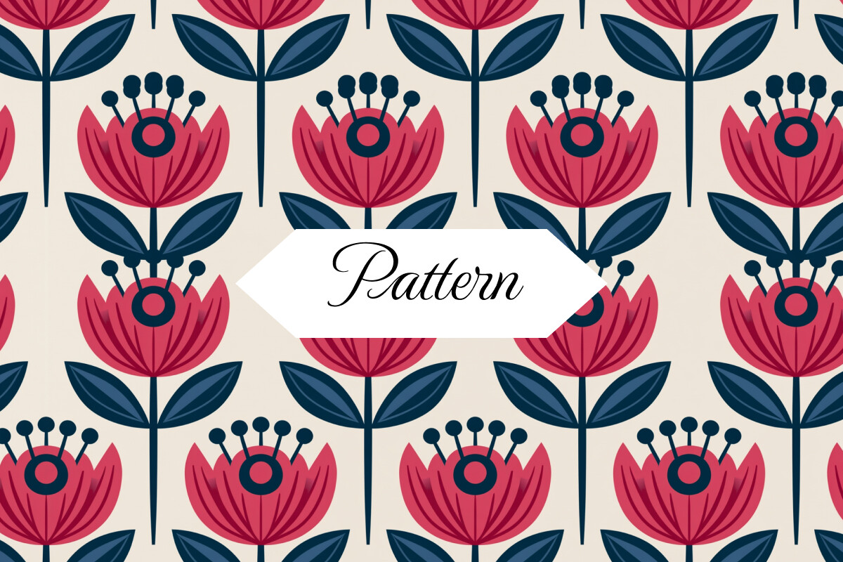 Abstract Floral Pattern, Red Tulip, PNG