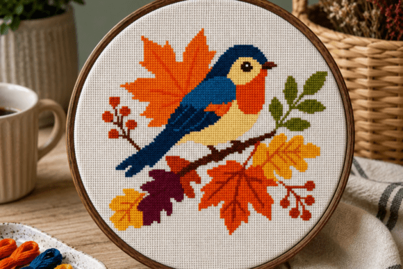 Autumn Bird Cross Stitch Pattern