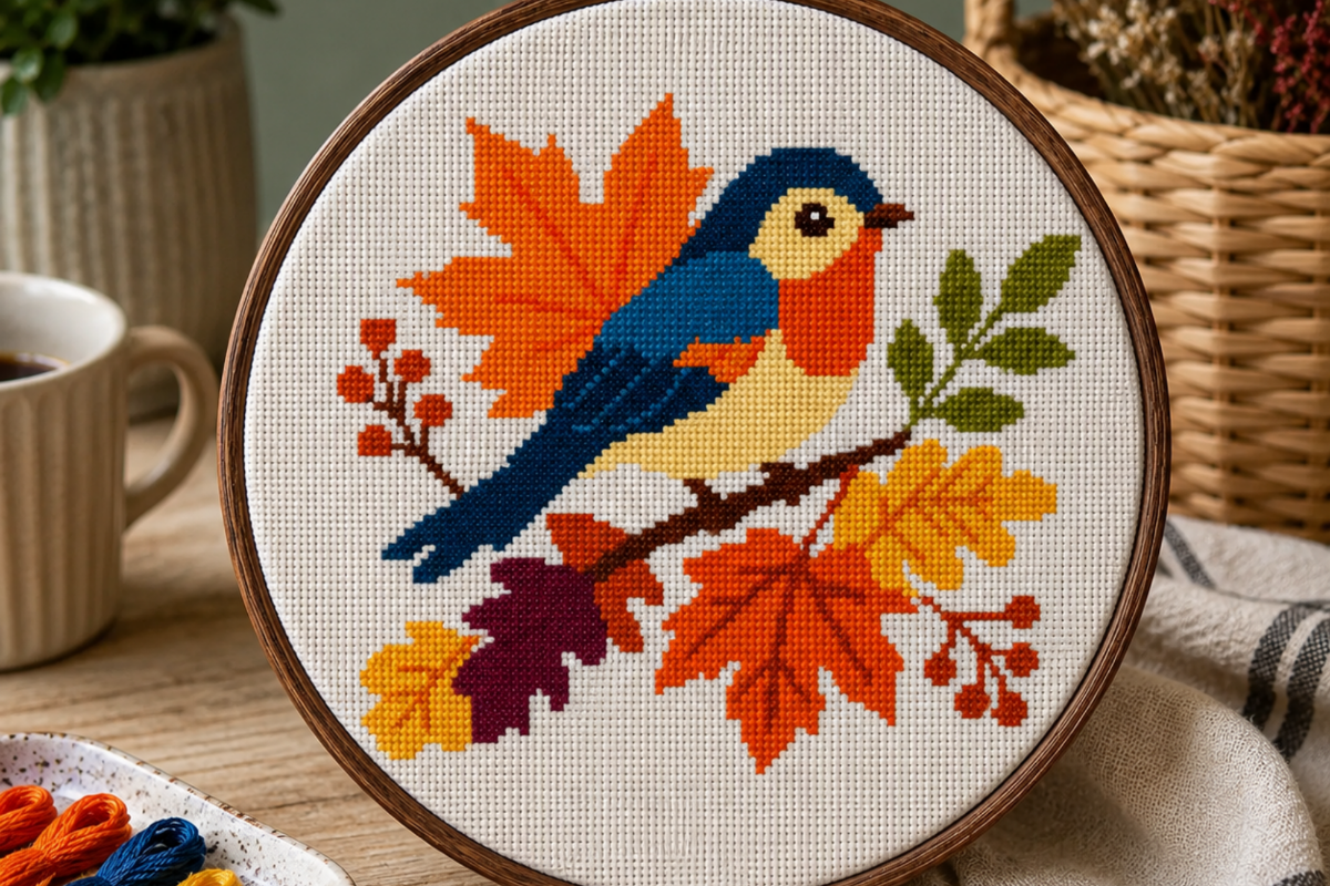 Autumn Bird Cross Stitch Pattern