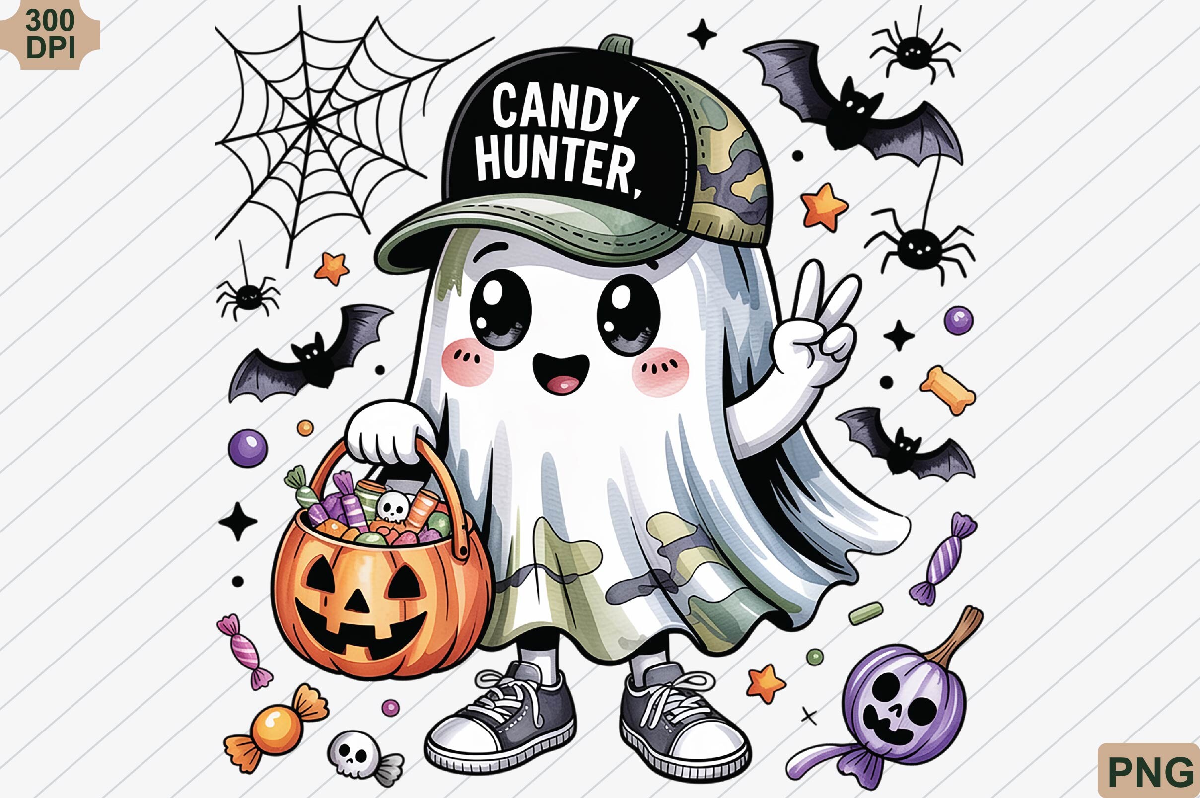 Camo Halloween Ghost Boys PNG