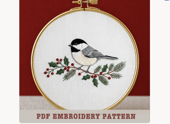 Christmas Chickadee Bird Pattern