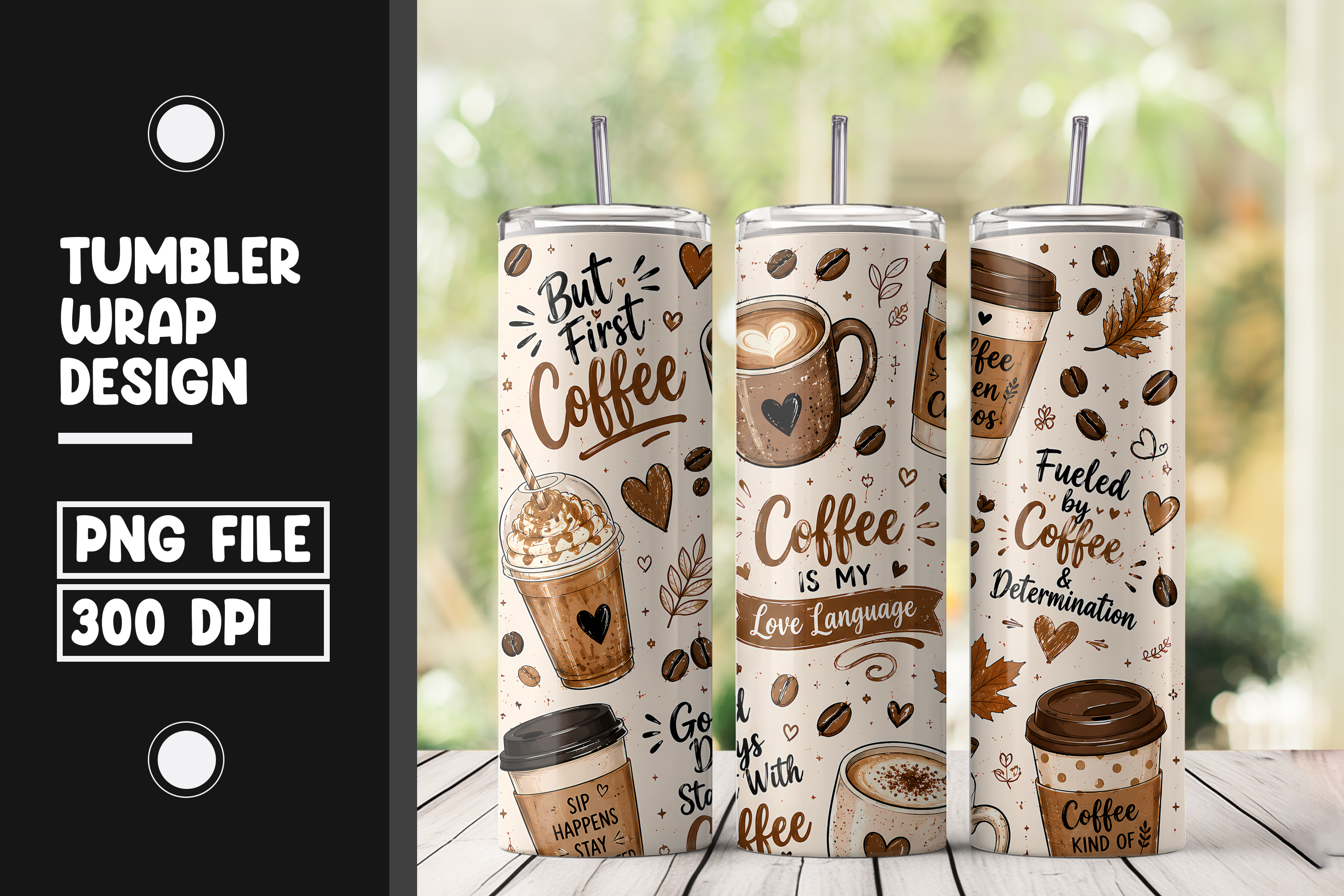 Coffee Lover Tumbler Wrap PNG