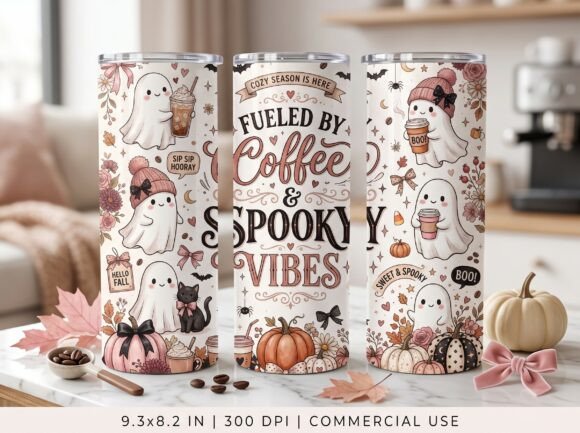 Cozy Ghost Tumbler Wrap PNG
