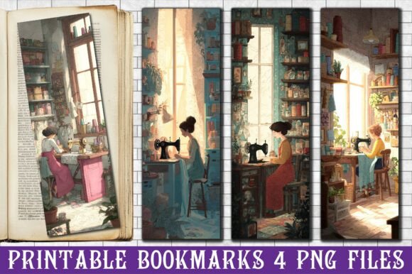 Cozy Sewing Room Printable Bookmark PNG