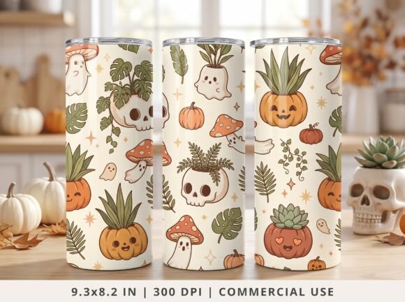 Cute Halloween Tumbler Wrap PNG