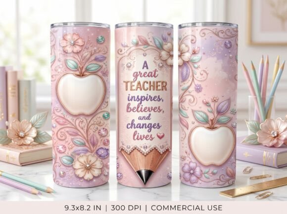 Elegant Floral Teacher Tumbler Wrap
