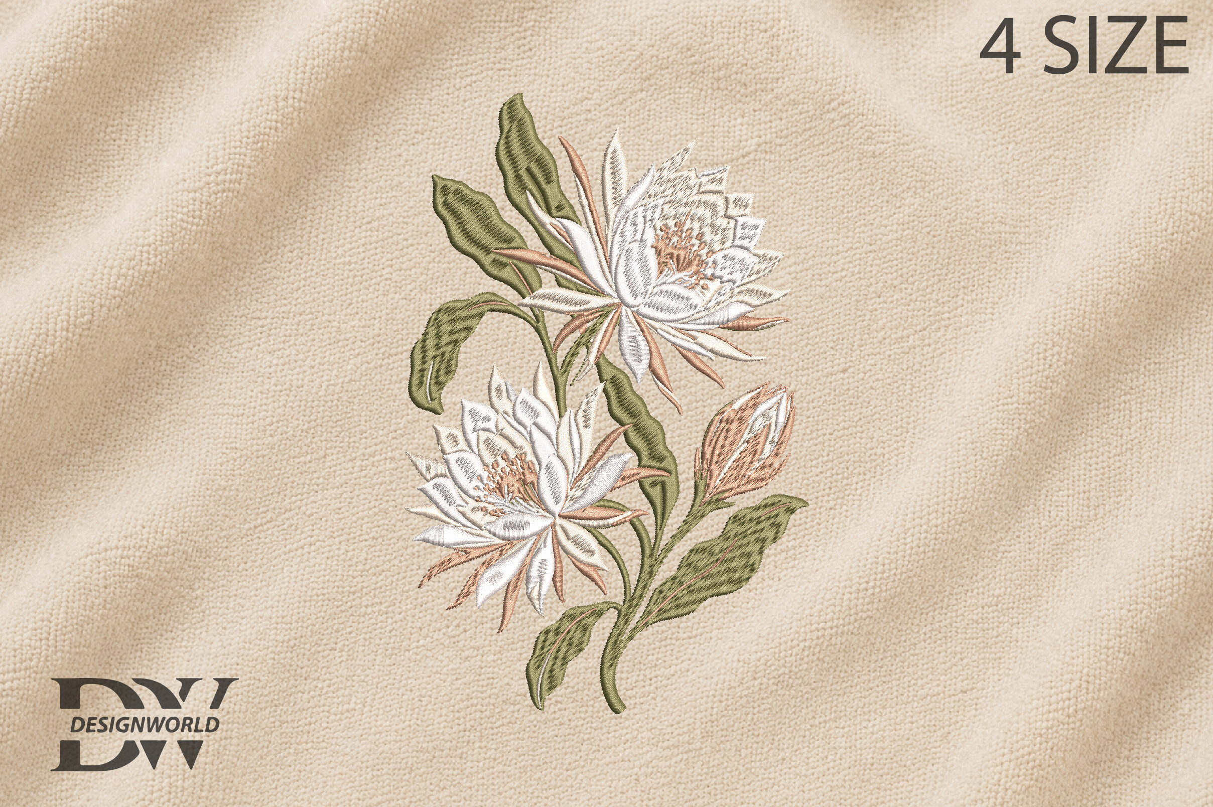 Epiphyllum Flower Embroidery Design