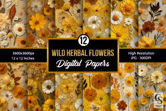 Fall Pressed Flowers Digital Papers