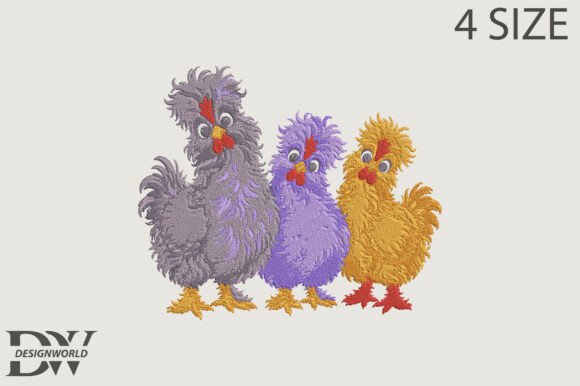 Fluffy Chickens Embroidery Design