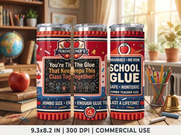 Funny Teacher Glue Tumbler Wrap PNG