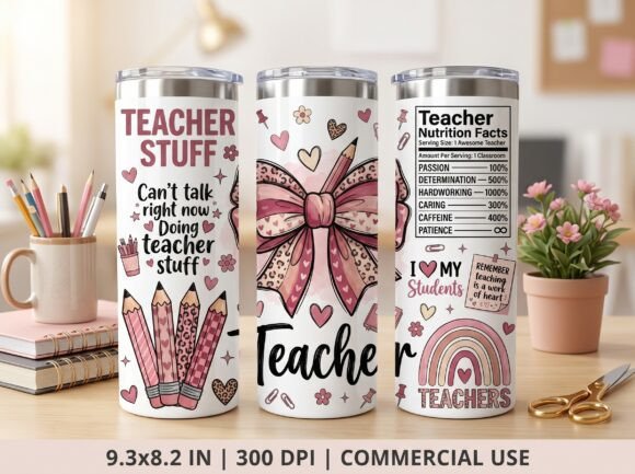 Funny Teacher Tumbler Wrap PNG