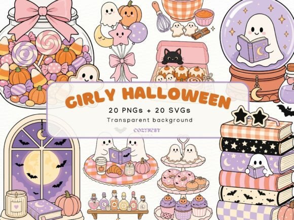 Girly Halloween Cliparts Cute Spooky PNG