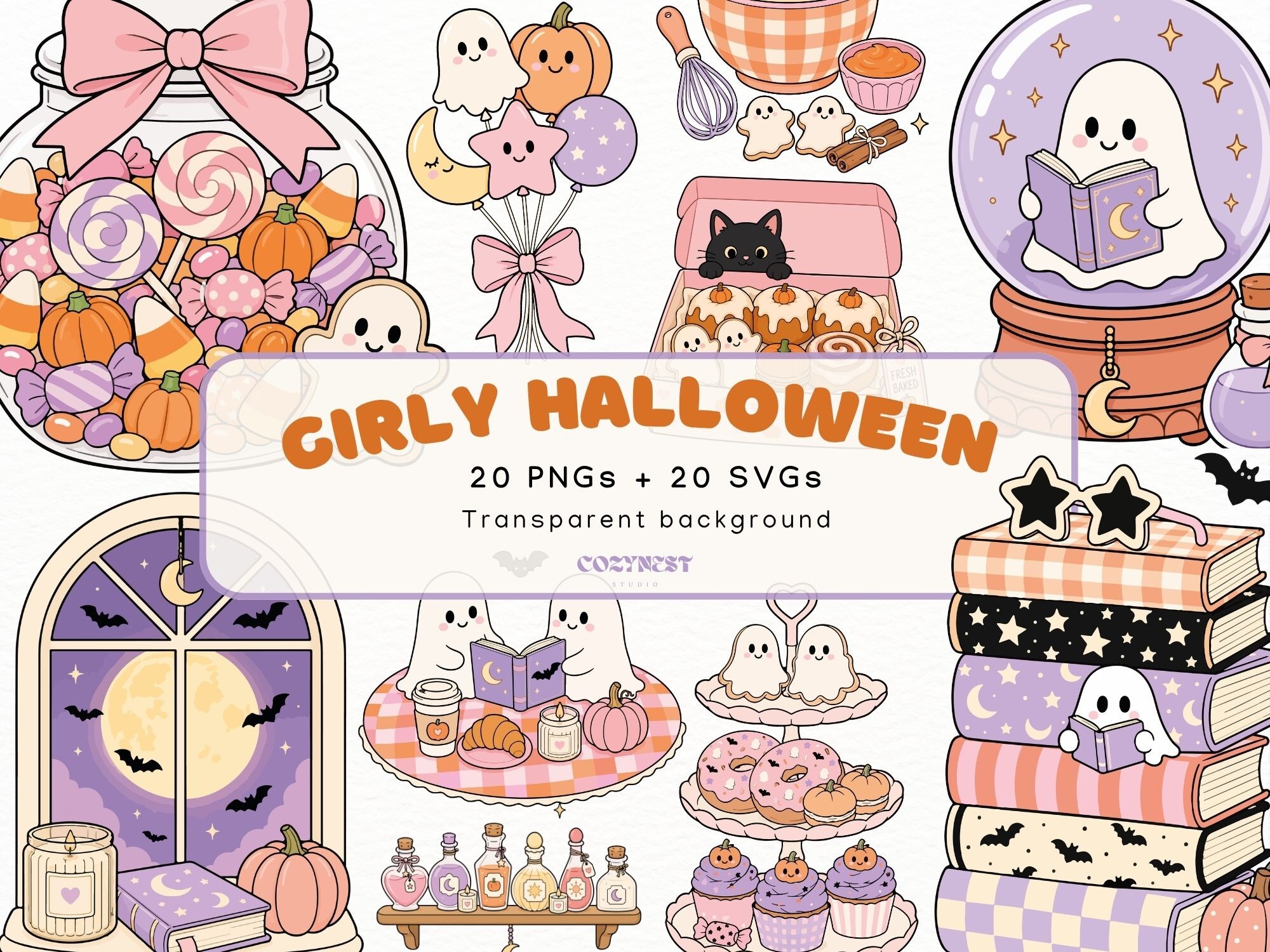 Girly Halloween Cliparts Cute Spooky PNG