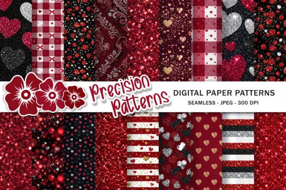 Glitter Red Valentine Digital Paper