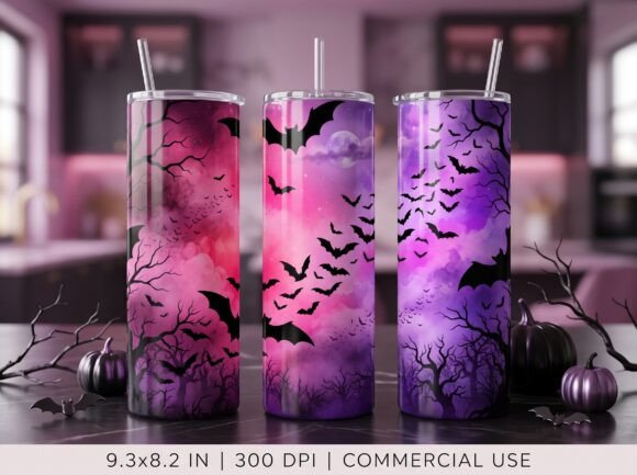 Halloween Bat Tumbler Wrap PNG