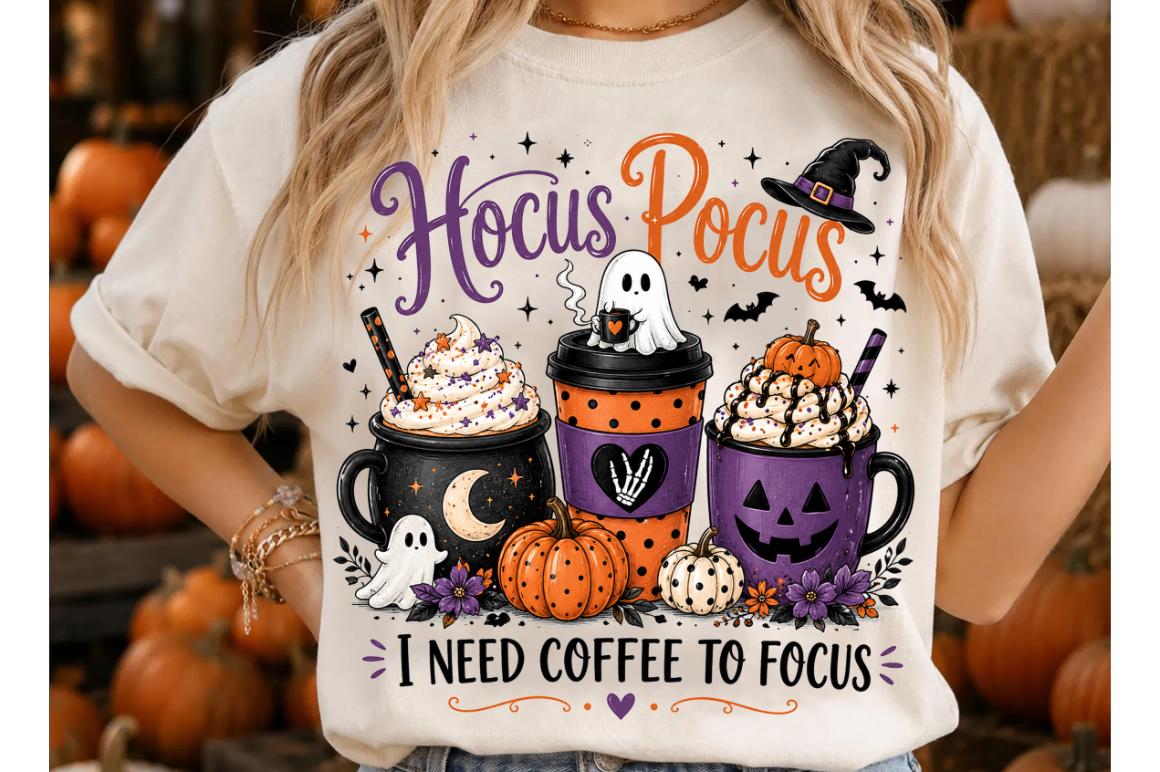 Hocus Pocus PNG, Halloween Coffee Sublim