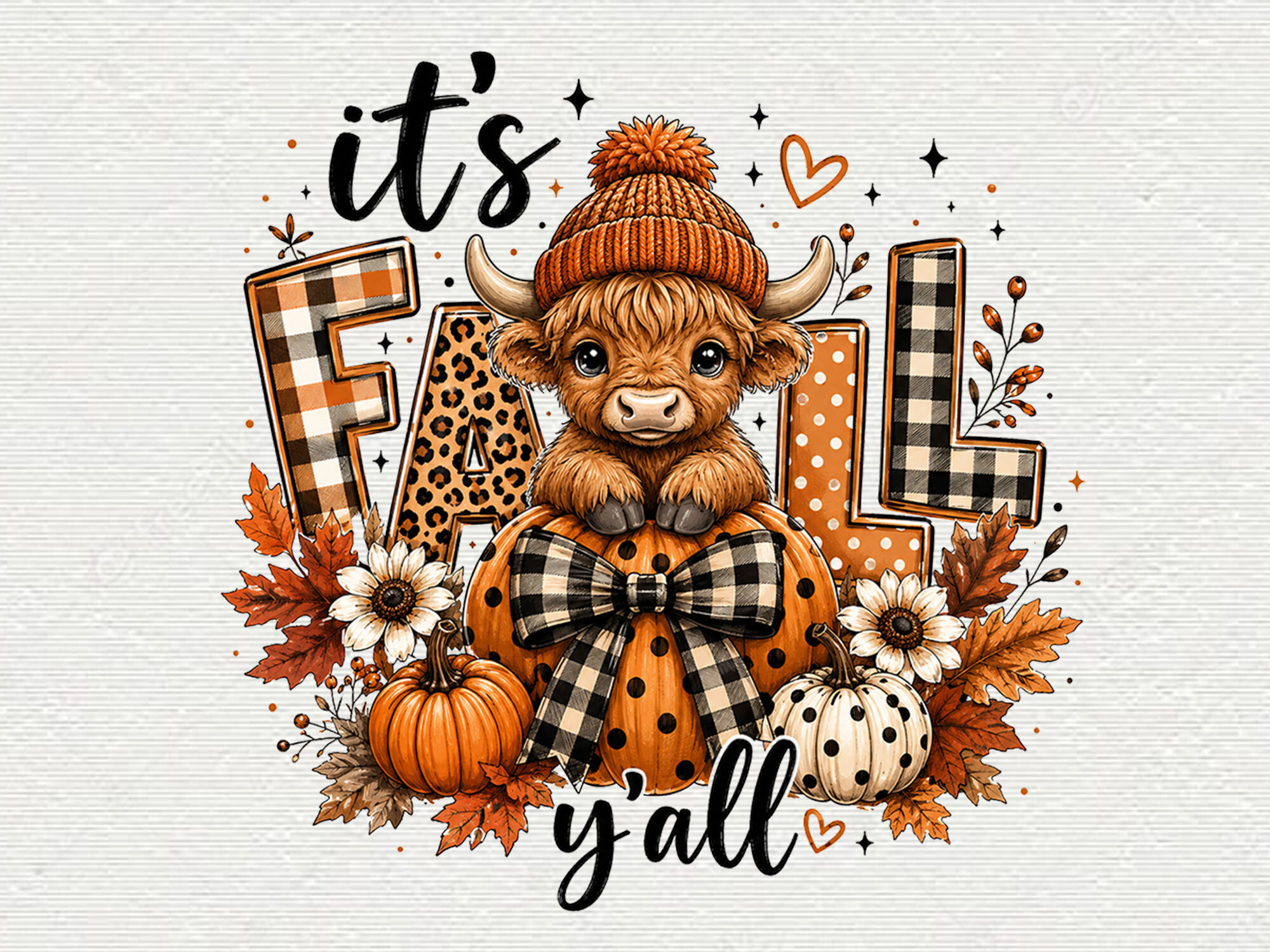 It's Fall Y'all Highland Cow PNG