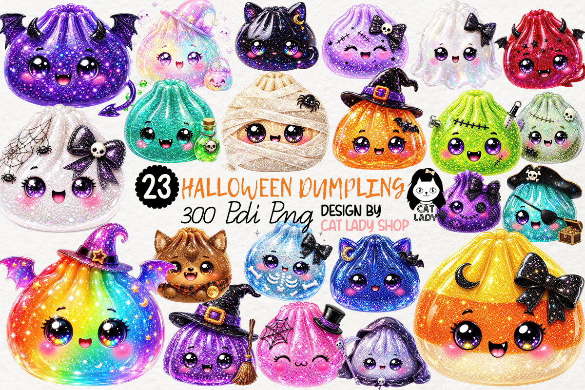 Kawaii Glitter Halloween Dumpling PNG
