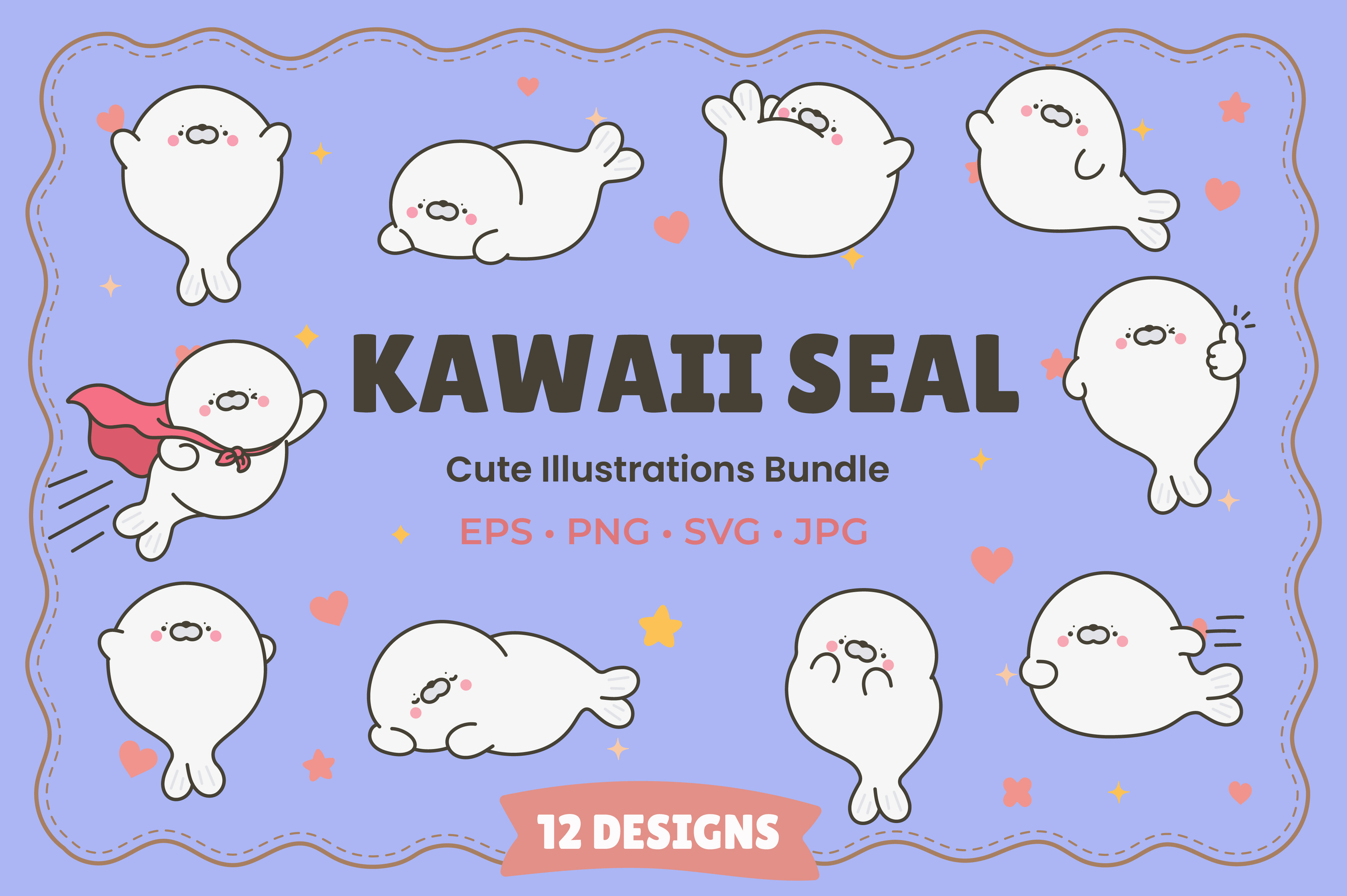 Kawaii Seal Sticker, Cartoon Animal Graphic by artvarstudio Β· Creative ...